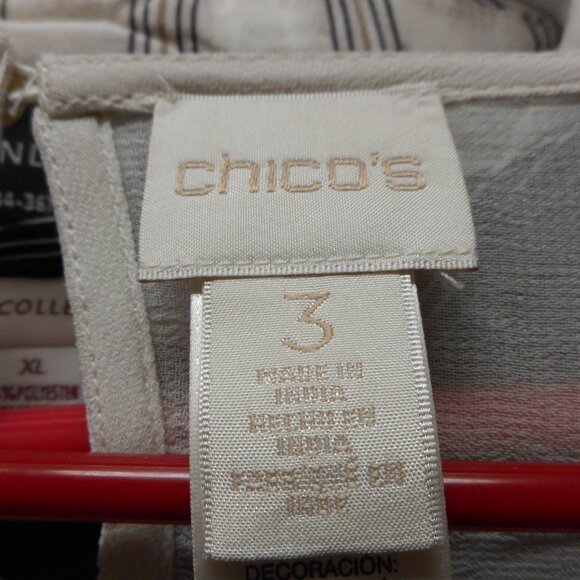 CHICO'S, women's long sleeve tunic, sz 3, color - off white, material-very thin - Picture 4 of 8